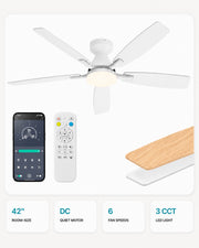 White FancyMay AeroGlow 42-inch low-profile ceiling fan with LED light
