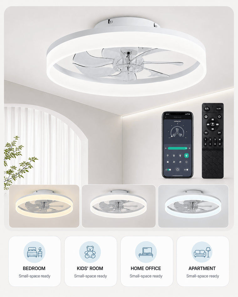 MiniGlow 20 inch white smart fan light
