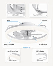 Materials and construction details of the white MiniGlow ceiling fan light