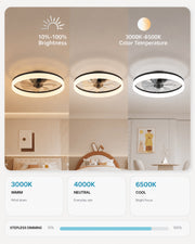 Black MiniGlow Smart+ ceiling fan with adjustable LED lighting