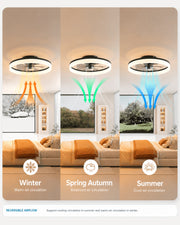 Black MiniGlow Smart+ ceiling fan light with reversible seasonal airflow