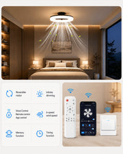 Black MiniGlow Smart+ ceiling fan light with six speeds and timer
