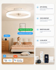 White MiniGlow Smart+ WiFi ceiling fan light with app and remote control