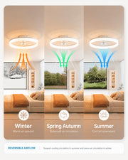 White MiniGlow Smart+ ceiling fan light with reversible seasonal airflow
